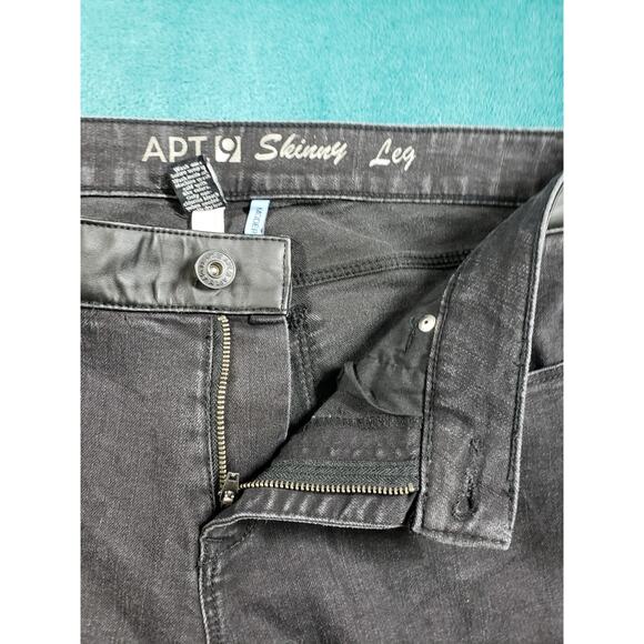 Apt 9 Jeans Size 10 Womens Black Pants Stretch Side Panel Ladies Mid Rise Skinny - Picture 4 of 11
